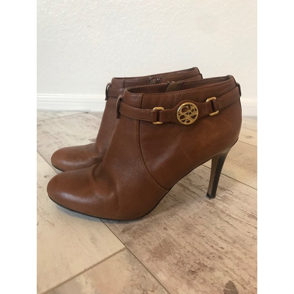 COACH Women's Bootie Heels Brown and Gold Size 7